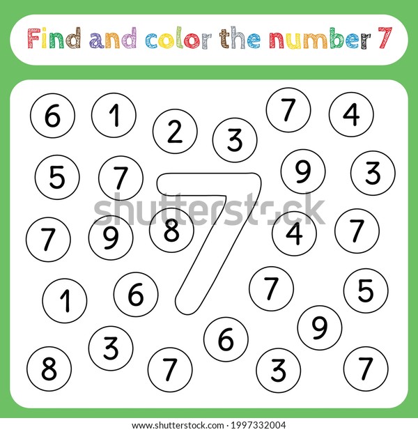 kids learning worksheets find color numbers stock vector royalty free 1997332004 shutterstock
