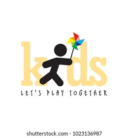 Kids Lets Play Together Logo Template Vector