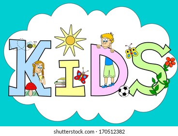 Kids letters decorated funny