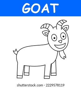 kids line illustration coloring goat