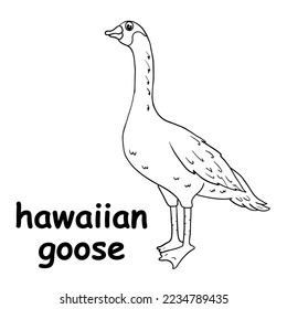 kids line illustration coloring hawaiian goose. animal outline