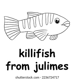 kids line illustration coloring killifish from julimes. animal are just lines