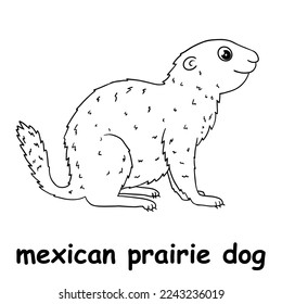 kids line illustration coloring mexican prairie dog. outline vector for children. cute cartoon characters