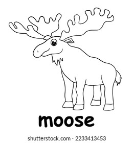 kids line illustration coloring moose. animal outline