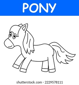 kids line illustration coloring pony