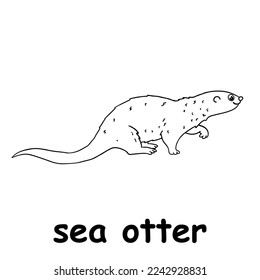 kids line illustration coloring sea otter. outline vector for children. cute cartoon characters