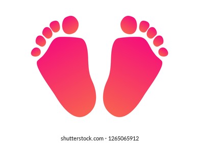 Kids little foots icon in flat style. Vector illustration