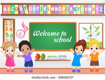 Niños en un animado aula