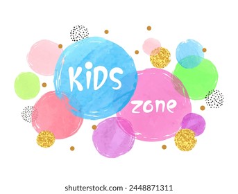 Diseño de logotipo para niños con círculos coloridos. Vector acuarela niños zona ilustración