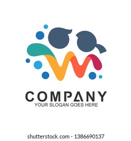 kids logo design combination with initials/letter w