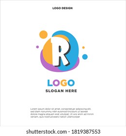 kids logo design combination with initials/letter R. colorfun and baby image. 