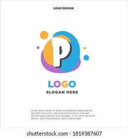 kids logo design combination with initials/letter P. colorfun and baby image. 