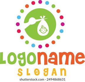 Kids logo design with editable vector file