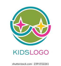 Kids logo design simple concept Premium Vector
