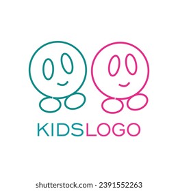 Kids logo design simple concept Premium Vector