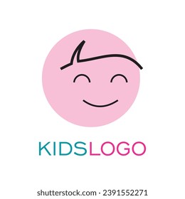 Kids logo design simple concept Premium Vector