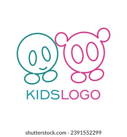 Kids logo design simple concept Premium Vector