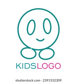 Kids logo design simple concept Premium Vector
