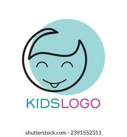 Kids logo design simple concept Premium Vector