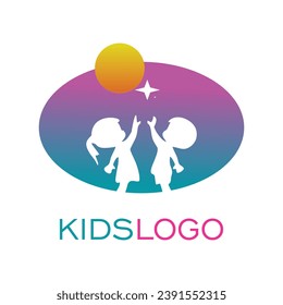 Kids logo design simple concept Premium Vector