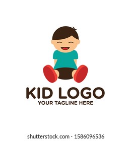 Kids logo design template isolated on white background 
