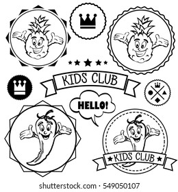 Kids logo design vector set . Kids community or club logo elements.