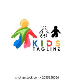 Kids logo design vector template