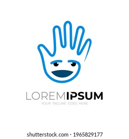 Kids logo and hand design combination, simple line style