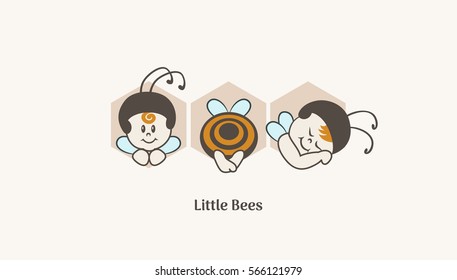 Kids logo, little bees in the hive