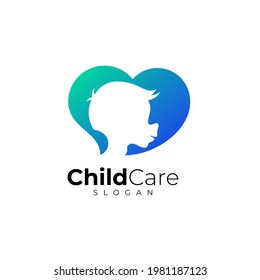 Kids logo and love design combination, Children care logo