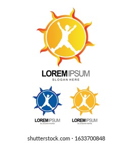 kids logo with sun design and template