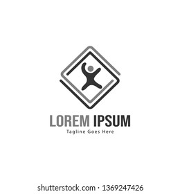 Kids logo template design. Kids logo with modern frame isolated on white background