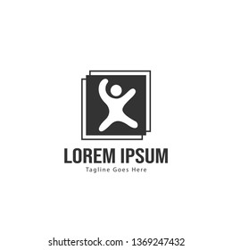 Kids logo template design. Kids logo with modern frame isolated on white background