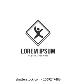 Kids logo template design. Kids logo with modern frame isolated on white background