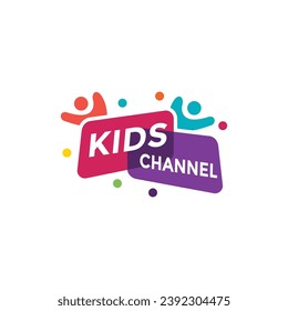 Kids logo vector, kids channel logo design template