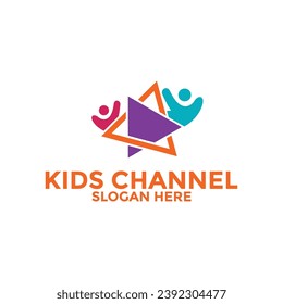 Vector de logotipo infantil, plantilla de diseño de logotipo de canal infantil