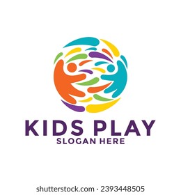 Kids logo vector, kids play logo design template
