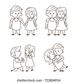Kids in love cartoon