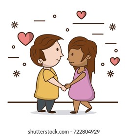 Kids in love cartoon