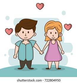 Kids in love cartoon