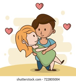 Kids in love cartoon