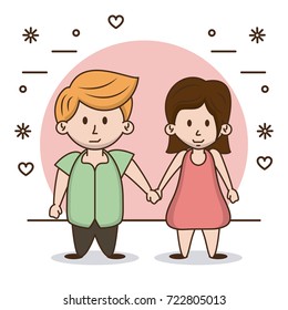 Kids in love cartoon