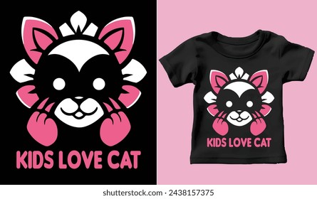 Los niños aman los gatos Tipografía Camiseta Diseño