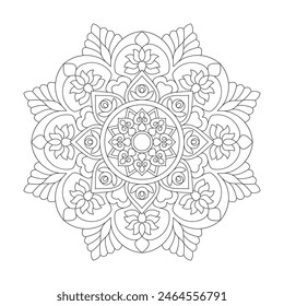 Kids Mandala Radiant Coloring Book Page for kdp Book Interior. Peaceful Petals, Ability to Relax, Brain Experiences, Harmonious Haven, Peaceful Portraits, Blossoming Beauty mandala design.