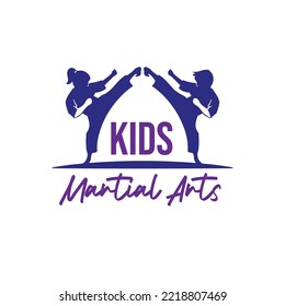 kids martial arts logo design template