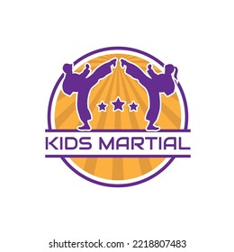 kids martial arts logo design template