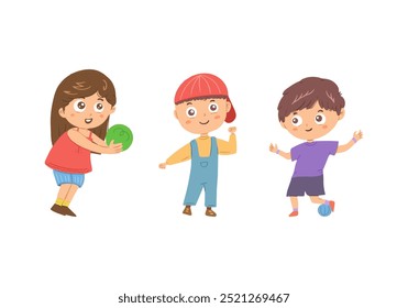 Kids mascot character icon symbol hand drawn style. collection of isolated cartoon illustrations