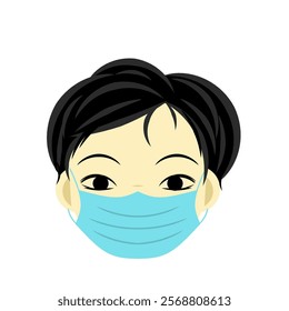 Kids mask virus infection icon cartoon vector illustration