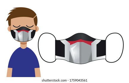 Kids masks with robot face. Protection Covid-19 mask