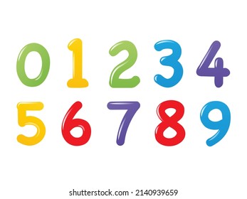 Kids math Cartoon Number Set. Vector set of 1-9 digit baby icons. school Mathematical Symbols.